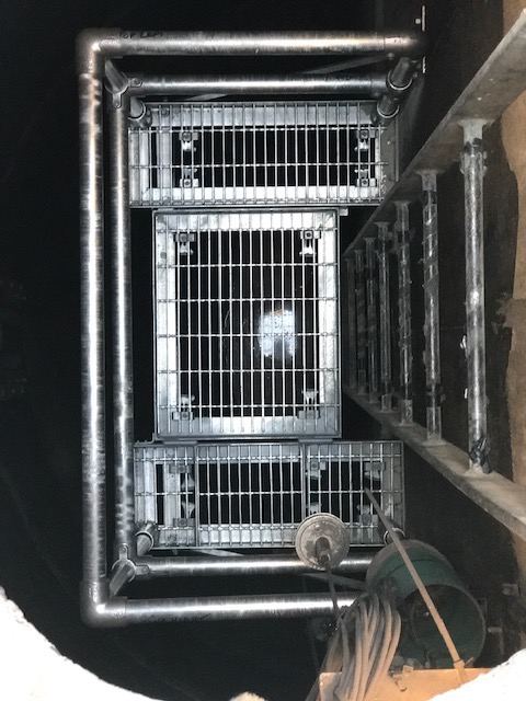 Galvanized bar-grating platforms in a vault