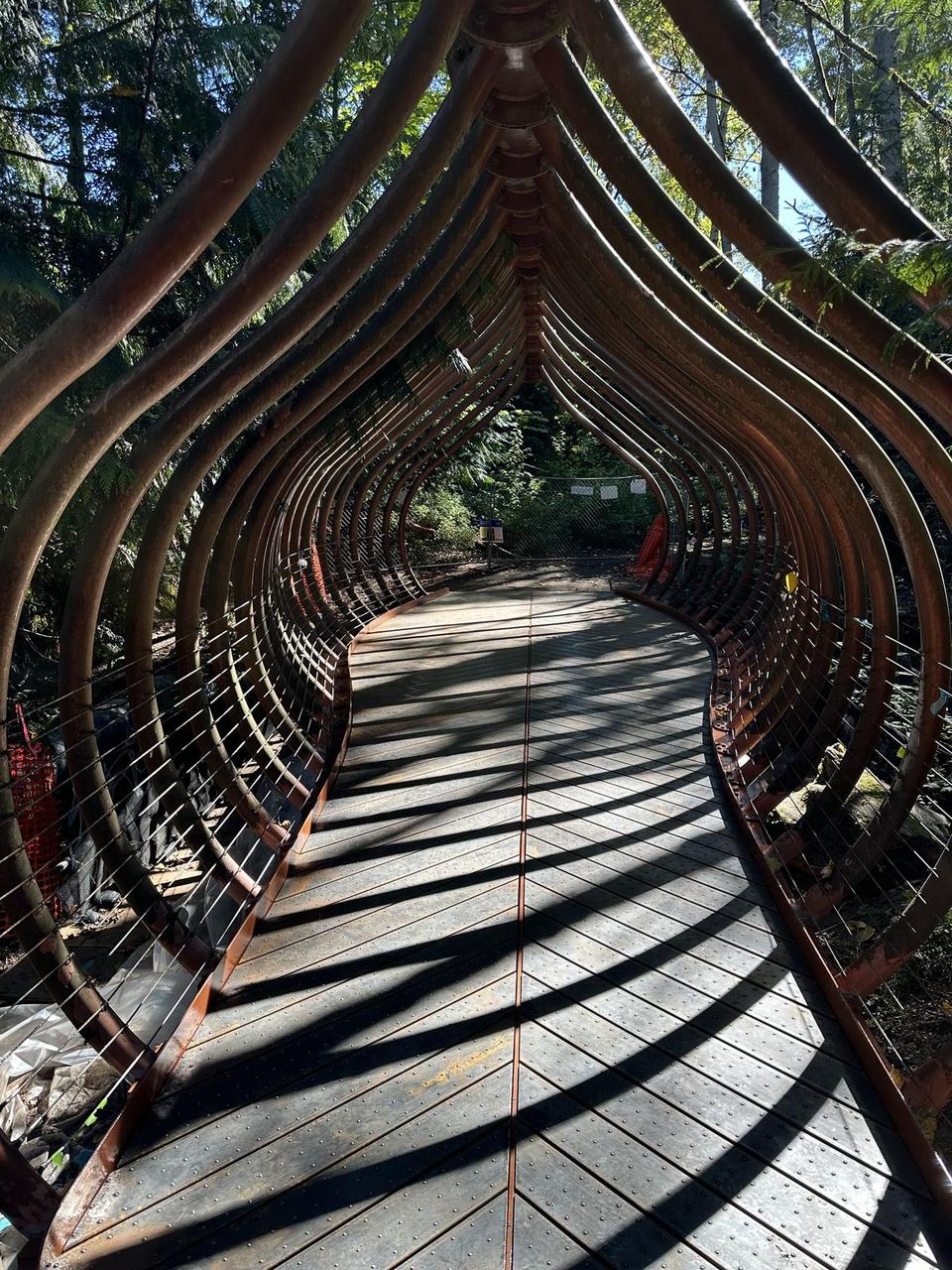 Curved steel arch structure